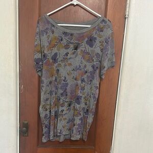 Torrid Gray and Purple Floral Blouse Relaxed Fit